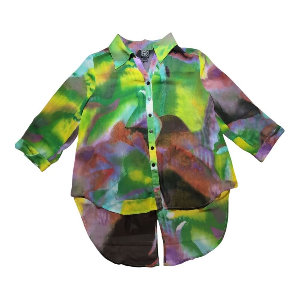 Clara Sunwoo 2 piece Tunic and Tank Top Set Large Art to Wear Lagenlook Artsy - Picture 3 of 13